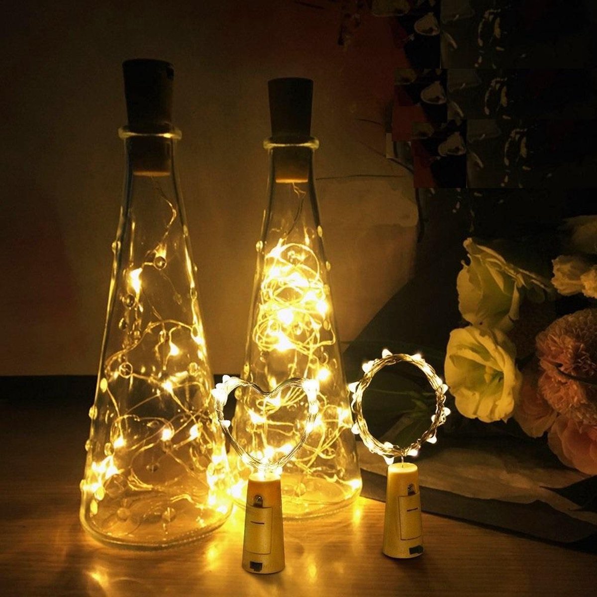 Lupine 3 x - Fles dop - Fles Kurk Lampje - Flesverlichting - Bottle Light - Fles Lampjes - Fles Licht - Kurk Lampje - Verlichte Fles - Kurk Lampjes - Warm Wit