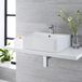 Hudson Reed Exton Lavabo Rectangulaire Moderne Blanc 52cm x 42cm (1 trou de robinet) avec bague de trop-plein en Cuivre Satiné