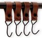 Brute Strength - Multifunctionele Haak Met Lederen Lus - Cognac - 4 stuks