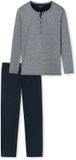 Schiesser Pyjamaset lang Heren blauw grijs