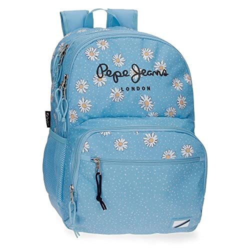 Pepe Jeans Katherine schoolrugzak, dubbel vak, aanpasbaar, blauw, 31 x 46 x 16 cm, polyester, 24,24 l, Rosa Roja, Schoolrugzak met twee vakken, aanpasbaar aan de trolley