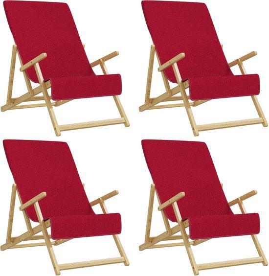 vidaXL Strandhanddoeken - 4 stuks - 400 g/m² - 60x135 cm - Katoen/Polyester - Bordeauxrood