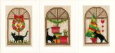 Vervaco Wenskaart Kit Kerstsfeer Set van 3
