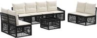 vidaXL Tuinbankenset 9 st Zwart poly rattan