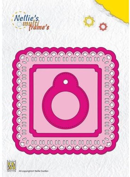 Snellen, Nellie Nellies Choice Multi Frame Mal - vierkant+label kerst lint weven MFD097 10.9x10.9cm