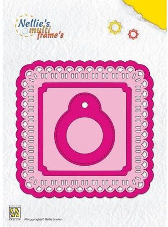 Nellie Snellen Nellies Choice Multi Frame Mal - vierkant+label kerst lint weven MFD097 10.9x10.9cm
