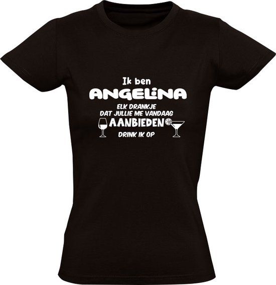 Sol's Ik ben Angelina Dames T-shirt - Zwart - 4XL
