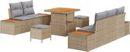 vidaXL Banc de jardin - Set - 8 - pièces - 7 places - Beige - Poly - rotin