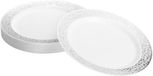 Matana – 20 Plastic Dessertbordjes, 18cm – Met Zilveren Rand – Wit