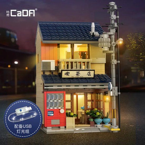 Sycomore CaDA Master C66010W Japanse theehuis MOC Street View-huisbouwset met verlichting, 1200 stuks