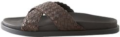 Next - Heren - N. Premium leren geweven slidesandalen - Bruin