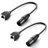 NEEWER 3-pins DMX XLR-stekker naar RJ45-bus kabel, 2-pack RJ45 naar 3-polige XLR-adapter XLR-aansluiting TL60 RGB buislichtstaaf en DMX512 console verlichtingsbesturing, 35 cm, NC005