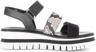 Gabor - Dames - Platte sandalen - Leer - Klittenband - Zwart/Wit