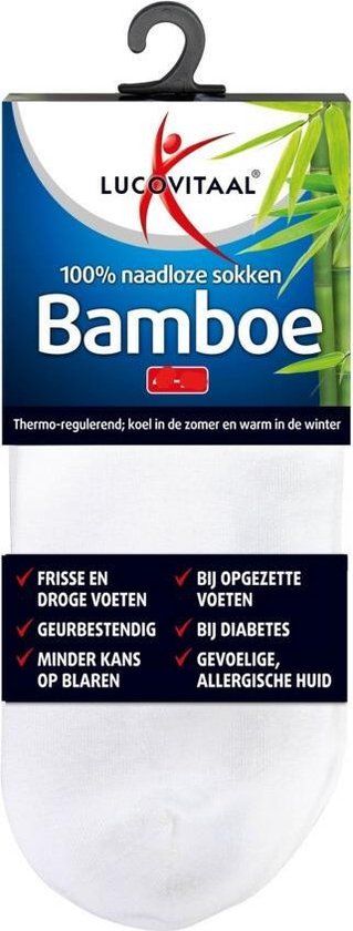 Lucovitaal Bamboe Enkelsokken Wit 43-46 - 1 Paar
