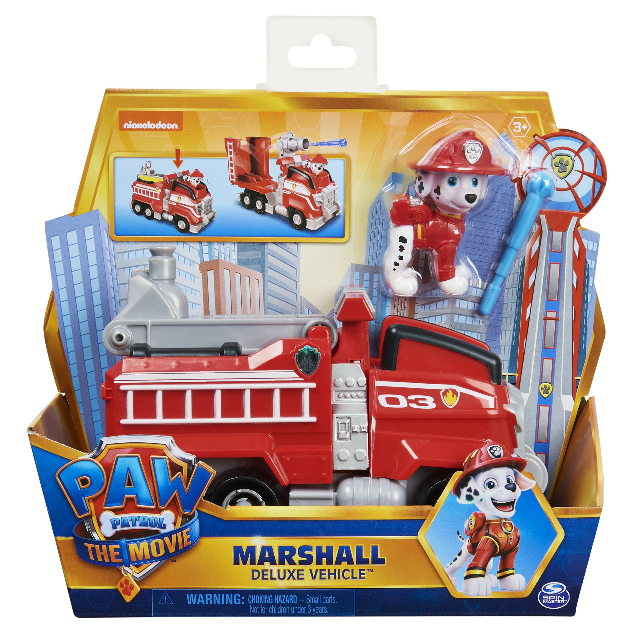Spin Master PAW Patrol De Film - Marshall - Brandweerauto - Speelgoedvoertuig met actiefiguur