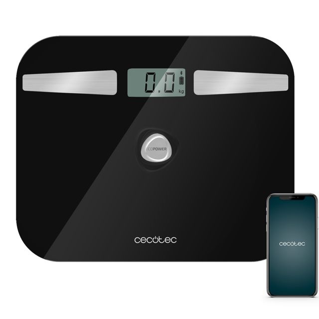 Cecotec Surface Precision EcoPower 10200 Smart Healthy Vierkant Zwart, Zilver Elektronische weegschaal