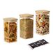 Relaxdays Voorraadpotten 3 stuks met bamboe deksel vierkant 1500 ml luchtdicht transparant natuur 21 x 10 x 10 cm