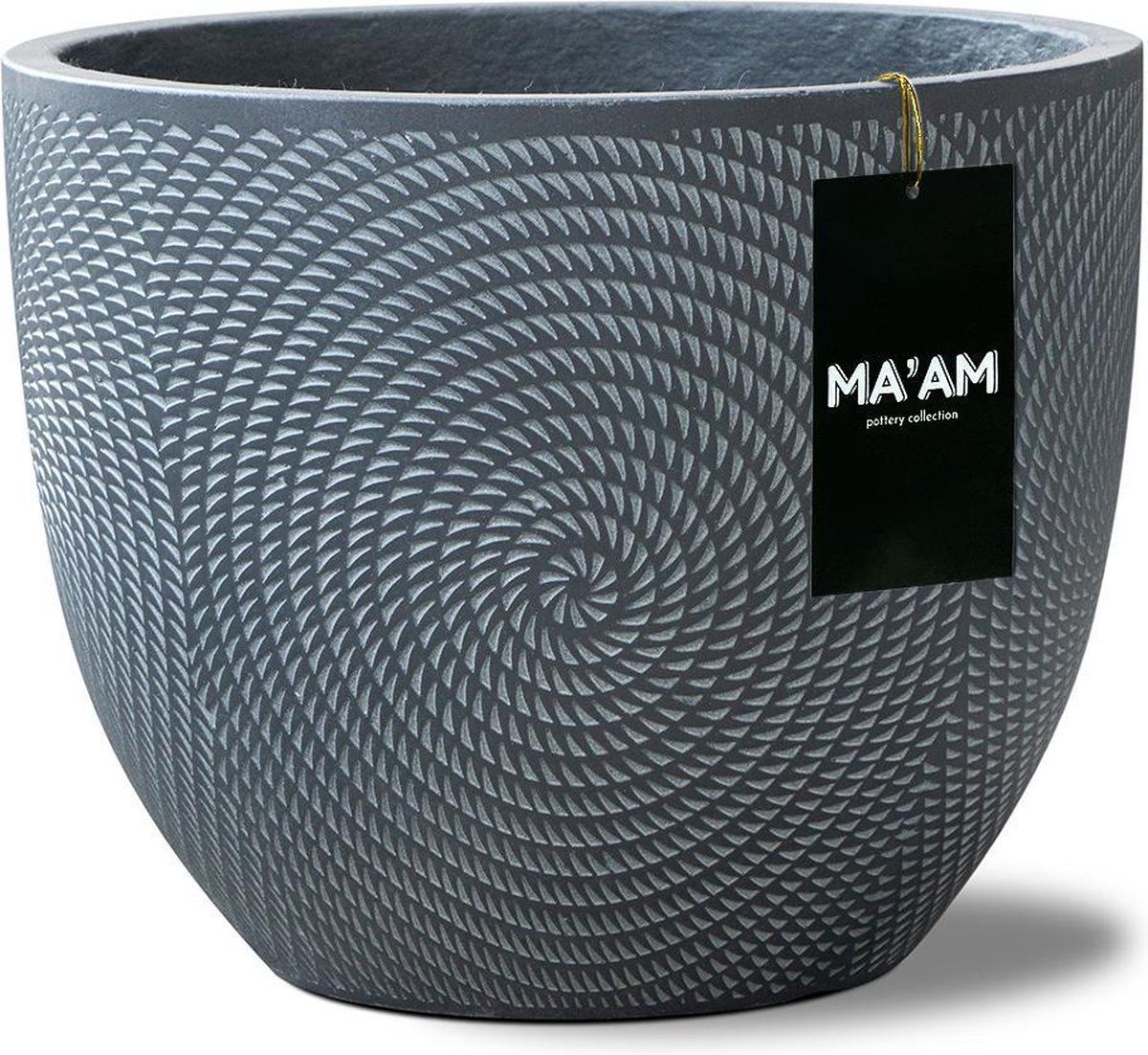 MA'AM Jade - bloempot - rond - 24x20 - zwart - lichtgewicht - industrieel stoere plantenpot buiten/binnen