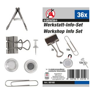 BGS Werkplaats-informatiehouders met clips, magneten, pins - 36-dlg.