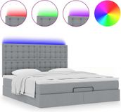 vidaXL Ottomaans bed met matras en LED's 160x200cm stof lichtgrijs