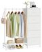 SONGMICS Kledingrek met 5 Lades, 3-in-1 Open Kledingkast | met Kledingroede en Schoenenrek, 96,2 x 30 x 117,7 cm, voor Slaapkamer, Wolk wit, BELLAH Collectie LGS423W101