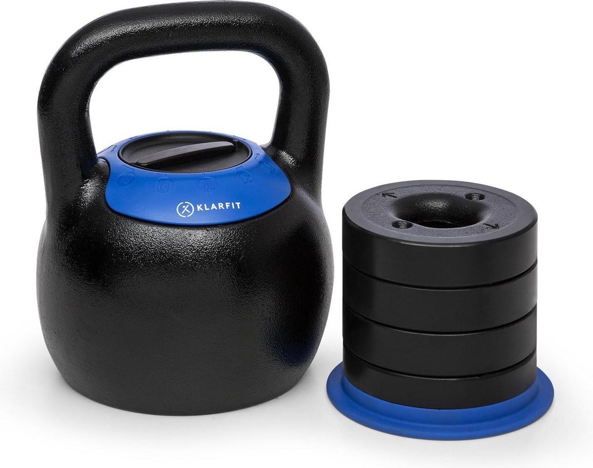 Klarfit Adjustabell verstelbare kettlebell gewicht: 8-10-12-14-16 kg zwart/rood