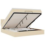 VidaXL Ottoman Bed with Mattress and LEDs 100x200 cm Fabric Cream