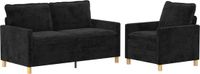 vidaXL Bankstel - 2 zitplaatsen - Zwart - Polyester