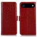Apple Étui Portefeuille iPhone Air en Cuir avec RFID - Série Crocodile - Rouge