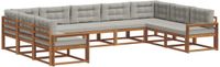 vidaXL - Hoek loungeset - 9 zitplekken - Acacia hout - Naturel en lichtgrijs