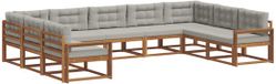 vidaXL - Hoek loungeset - 9 zitplekken - Acacia hout - Naturel en lichtgrijs