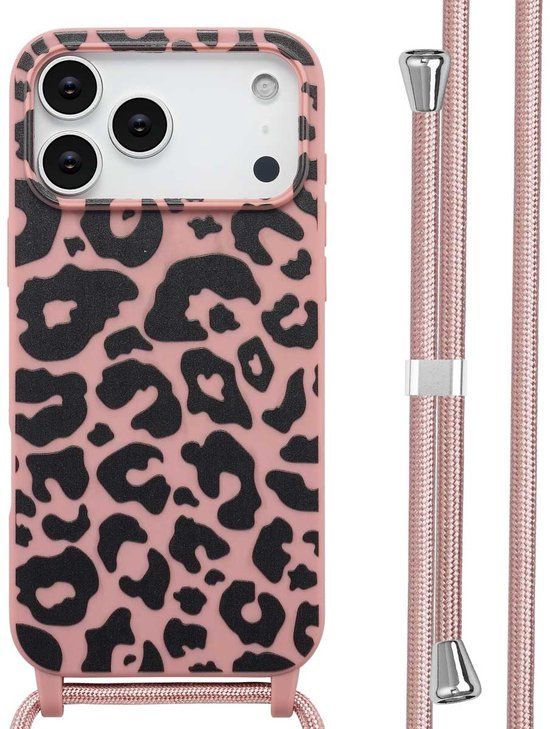imoshion Hoesje - Geschikt voor Apple iPhone 17 Pro Max - Siliconen design hoesje met koord - Animal Pink