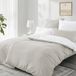 TRANKIELO® - Ensemble de literie 135 x 200 cm – Réversible – 4 pièces – Microfibre douce – Beige et blanc