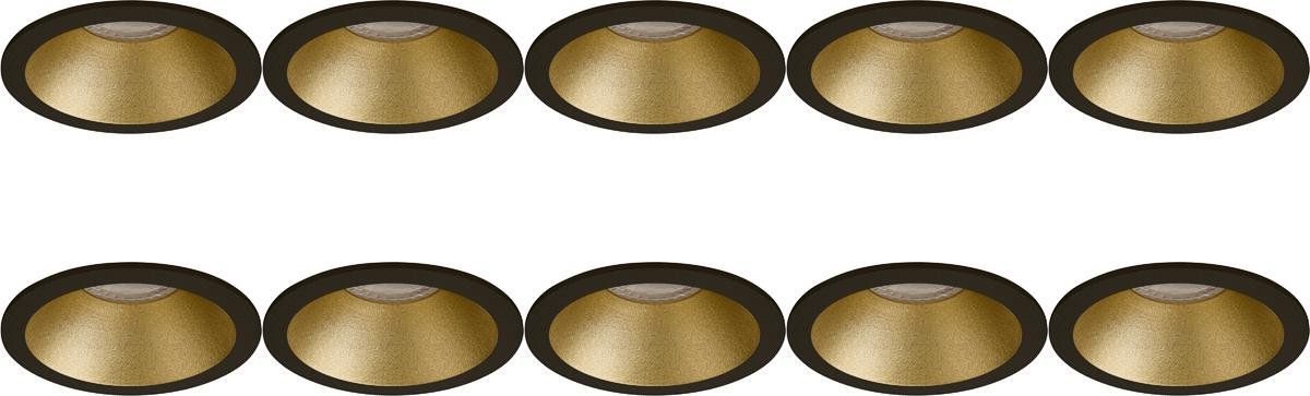 Qualu Spot Armatuur 10 Pack - Proma Pollon Pro - GU10 - Inbouw Rond - Mat Zwart/Goud