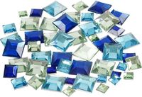 Merkloos Creativ Company B.V. Hobby plak diamantjes mix - blauw - 360 stuks - vierkant - diverse formaten - DIY strass steentjes