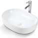 Merkloos Ovale wastafel Blanc sur plaque céramique - lavabo à poser pour salle de bain et toilettes invités - style moderne - 590 × 410 × 145 mm