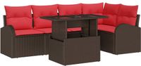 vidaXL Tuinbank Set 6 st 5-Aantal zitplaatsen Bruin en Rood