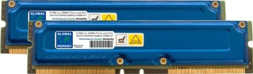 GLOBAL MEMORY 512MB (2 x 256MB) RAMBUS PC600/700/800 184-PIN ECC RDRAM RIMM GEHEUGEN RAM KIT