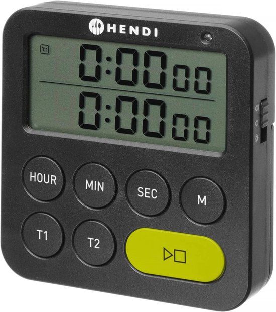 HENDI Dubbele keukentimer – 3 alarmmodi – magnetische bevestiging – zwart – 82x20x86 mm