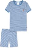 SCHIESSER - Shortama - Jongens - Pyjamas - Jeansblauw - Gestreept - Korte mouw - Bio-katoen - Maat 92