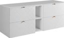 3E 3xE living.com Badkamerkast, wit met goudkleurige handgreep, 140 x 57 x 46 cm