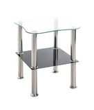 HAKU Salontafel roestvrij staal glasplaat zwart zilverkleurig bijzettafel veiligheidsglas sofatafel modern maat: B 40 x H 47 x T 40 cm; Style: Modern