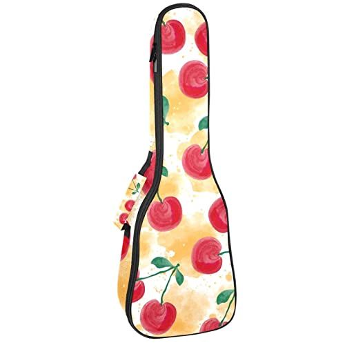 Mersov Tenor Ukulele Gigbag Waterdichte Ukelele Case Gewatteerde Rugzak, Geweldig voor Sopraan Concert (21/23/24") Rood Heerlijk Kersen Patroon