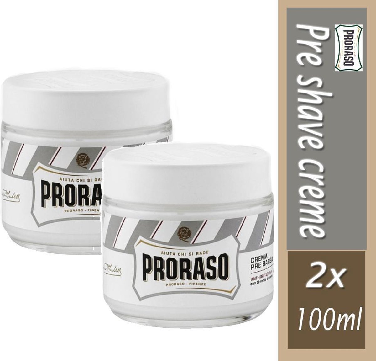 Proraso white Pre Shave Cream -2x 100 ml - Scheercreme- duo pack