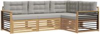 vidaXL Hoekbankset 5-delig Wit en Lichtgrijs Polyester