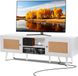 Vevor Rattan TV-standaard, Vintage TV-kast met Verstelbare Planken - Wit