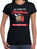 Kim Jong-un All I want for Christmas fout Kerst shirt - zwart - dames - Kerst t-shirt / Kerst outfit L