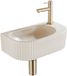 QeramiQ Fuente mitigeur – demi-rond – 40x21.5x12 cm – céramique beige – trou de robinet à droite – nervuré