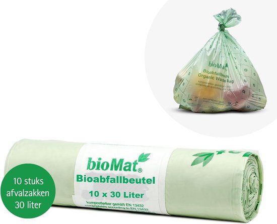 Biomat Composteerbare Afvalzakken 30L - 12 Rollen x 10 Zakken - Bio Plastic