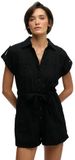 Superdry Belted Utility Playsuit Korte Mouw Romper Zwart XS Vrouw